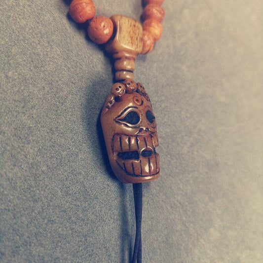 Yak Bone Carved Mahakala Amulet for Mala,Necklace Pendant,1.18" Gandhanra-ART