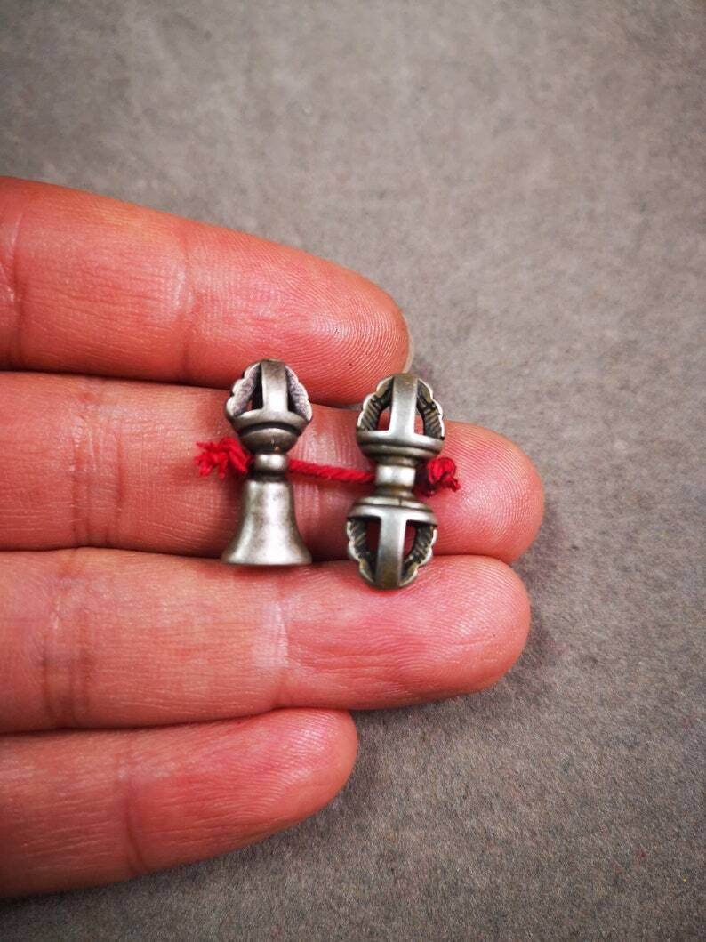 Amulet Pendant,Mini Vajra and Dorje Bell, Mala Accessories - Gandhanra-ART