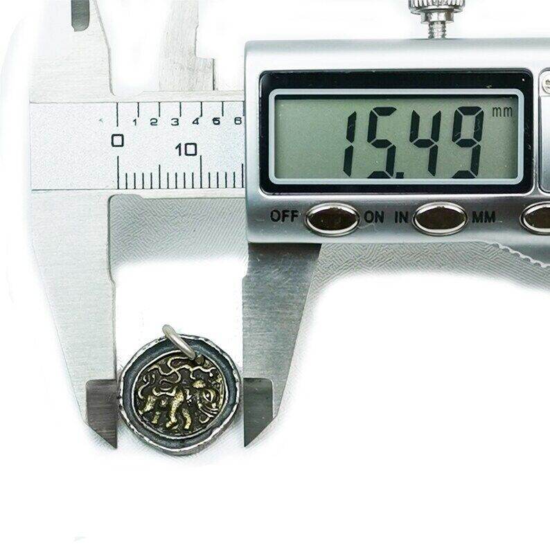 Tibetan Buddhism Lucky Charm, Silver Amulet of Mahakala,Ganesha Elephant,Stupa - Tibetan Buddhist amulet, size reference