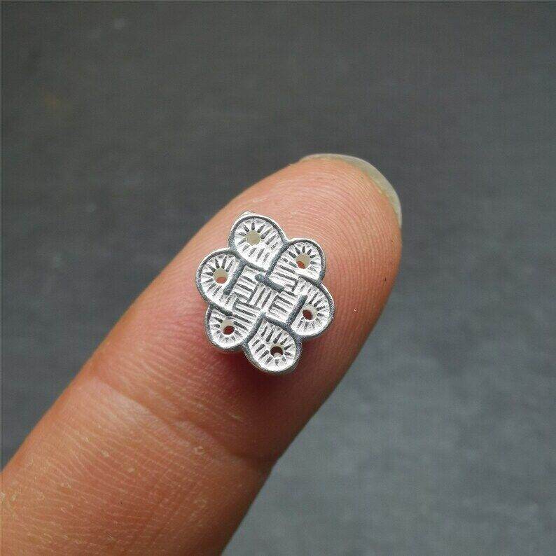 Mala Bead Pendant,Sterling Silver Lucky Knot Bead,Endless Knot - Gandhanra-ART