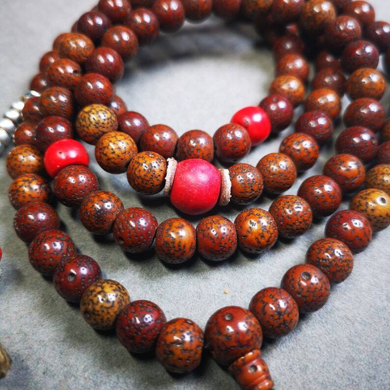 Old 108 Lotus Seed Mala,Prayer Beads 35.4"