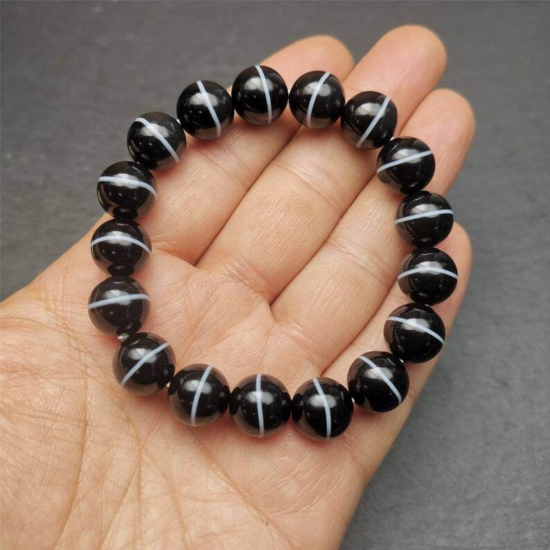 Black Agate Prayer Beads Bracelet - Gandhanra-ART