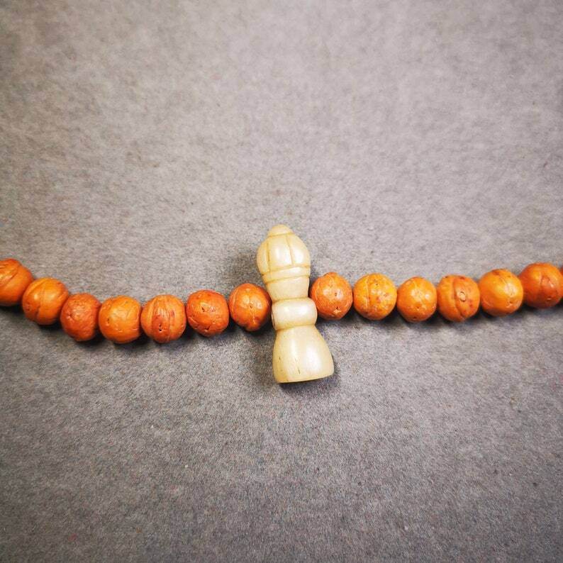 Yak Bone Carved Vajra Bell Amulet Pendant,Spacer Bead for Mala - Gandhanra-ART