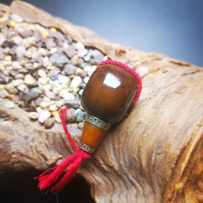 Yak Bone 3-Hole Prayer Bead,Mala Bead,0.95"