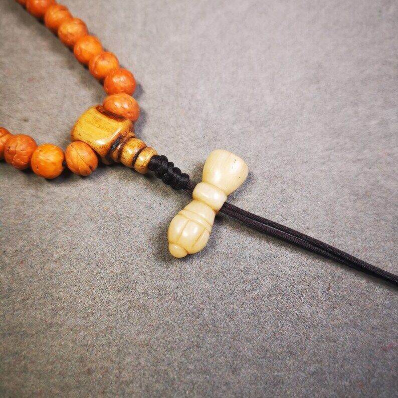 Yak Bone Carved Vajra Bell Amulet Pendant,Spacer Bead for Mala - Gandhanra-ART