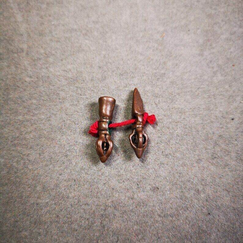 Amulet Pendant,Mini Phurba and Dorje Bell, Mala Accessories - Gandhanra-ART