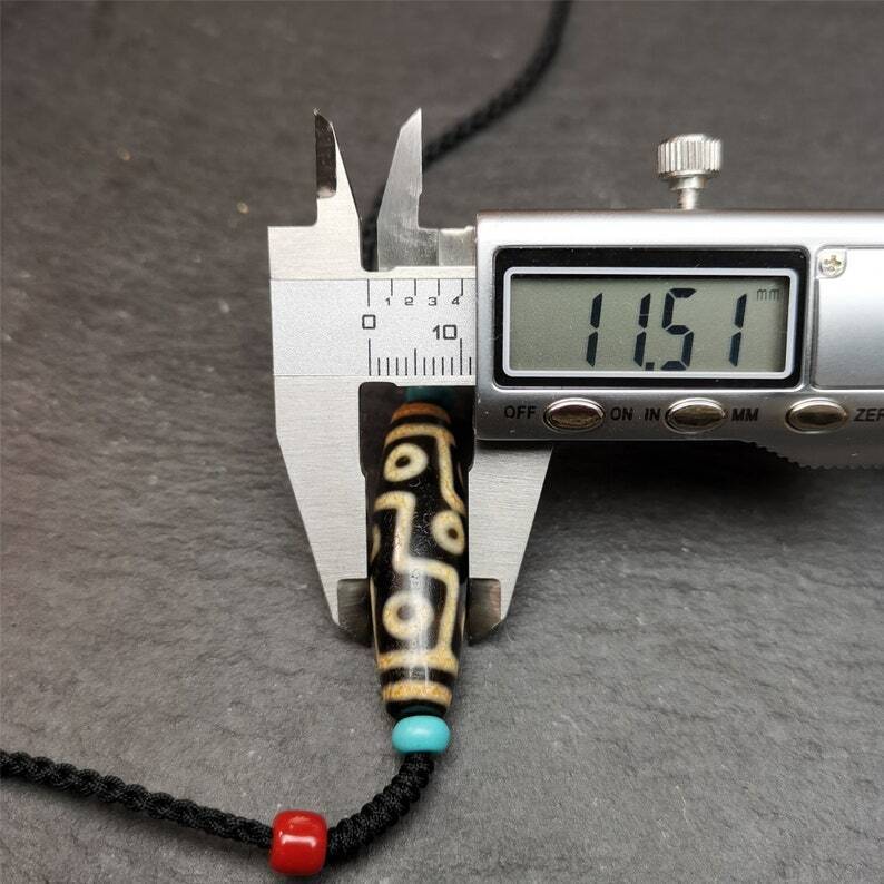 Tibetan 9 Eyed Dzi Bead Necklace,1.51" x 0.47"