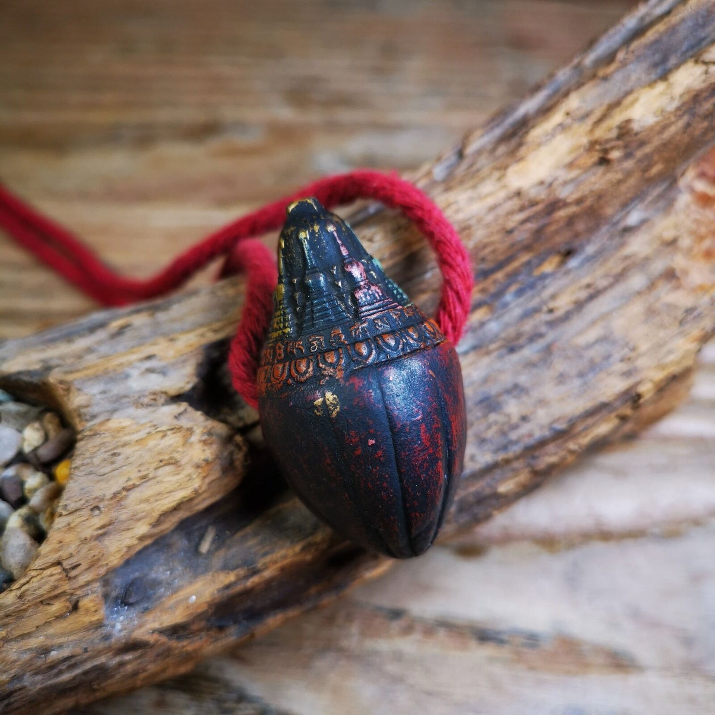 Old Tibetan Niang La Tsa Tsa Statue Amulet,Stupa,Pagoda with Mantra