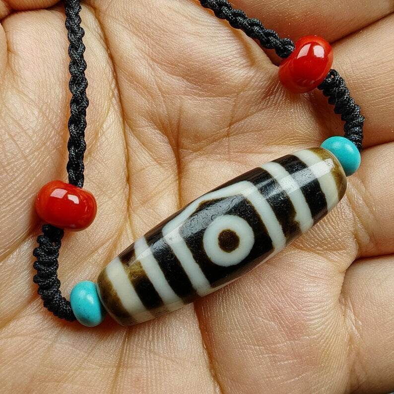 3 Eyes Dzi Bead Amulet,37*12mm - Gandhanra-ART