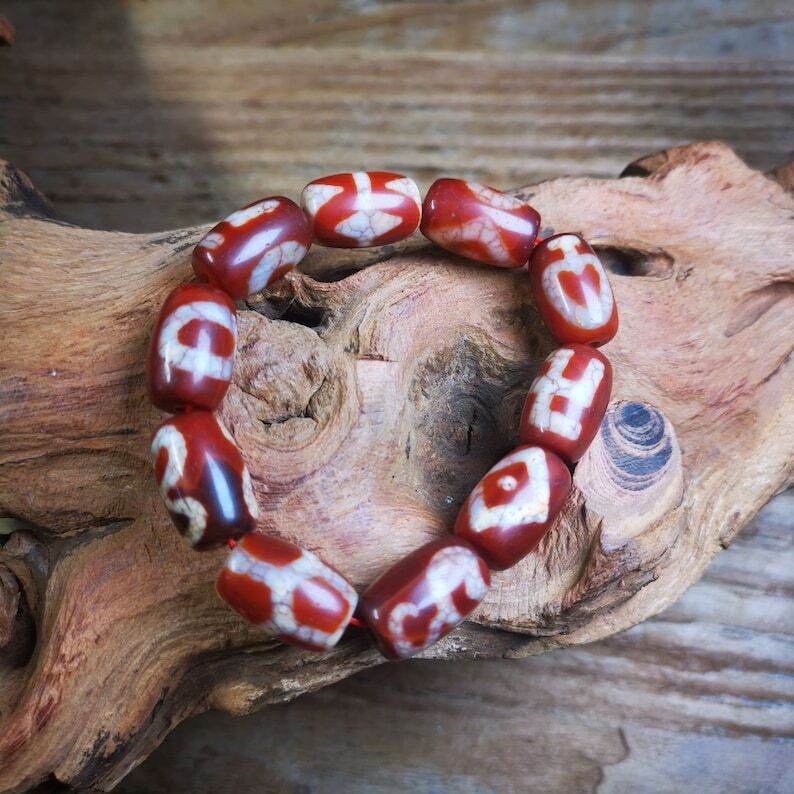 Fire Agate Dzi Bead Bracelet - Gandhanra-ART