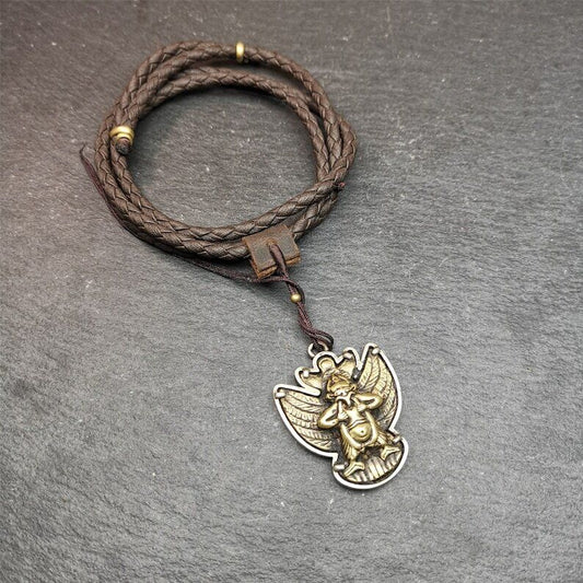 Garuda Pendant,Inlaid Copper Vajra Shell,1.57" × 1.22"