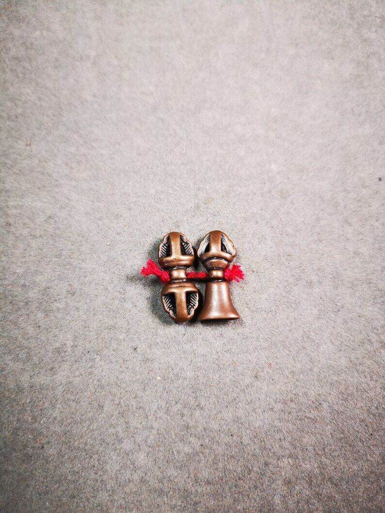Amulet Pendant,Mini Vajra and Dorje Bell, Mala Accessories - Gandhanra-ART