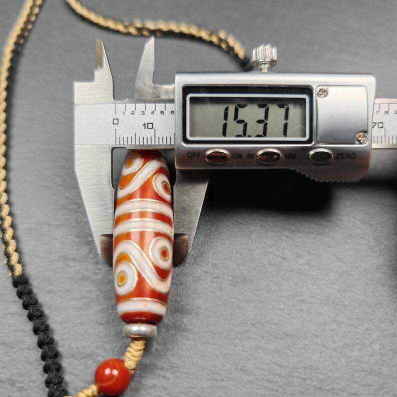 Fire Agate 8 Eyes Dzi Bead Necklace - Gandhanra-ART