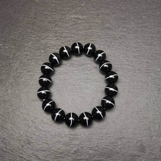 Black Agate Prayer Beads Bracelet - Gandhanra-ART