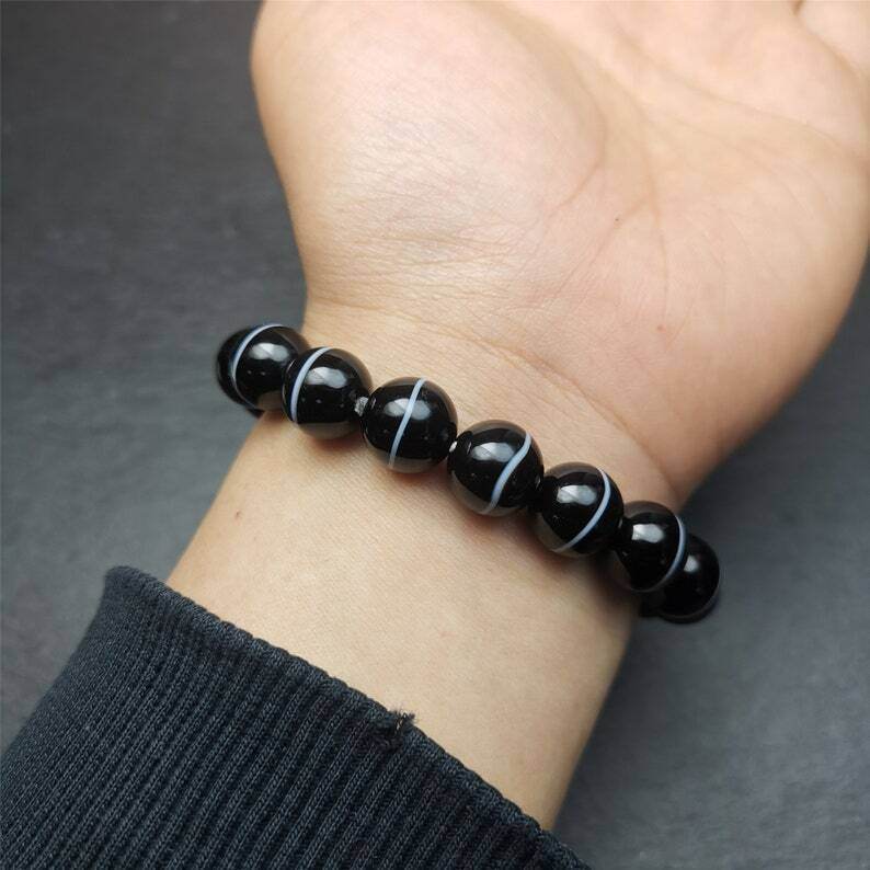 Black Agate Prayer Beads Bracelet - Gandhanra-ART
