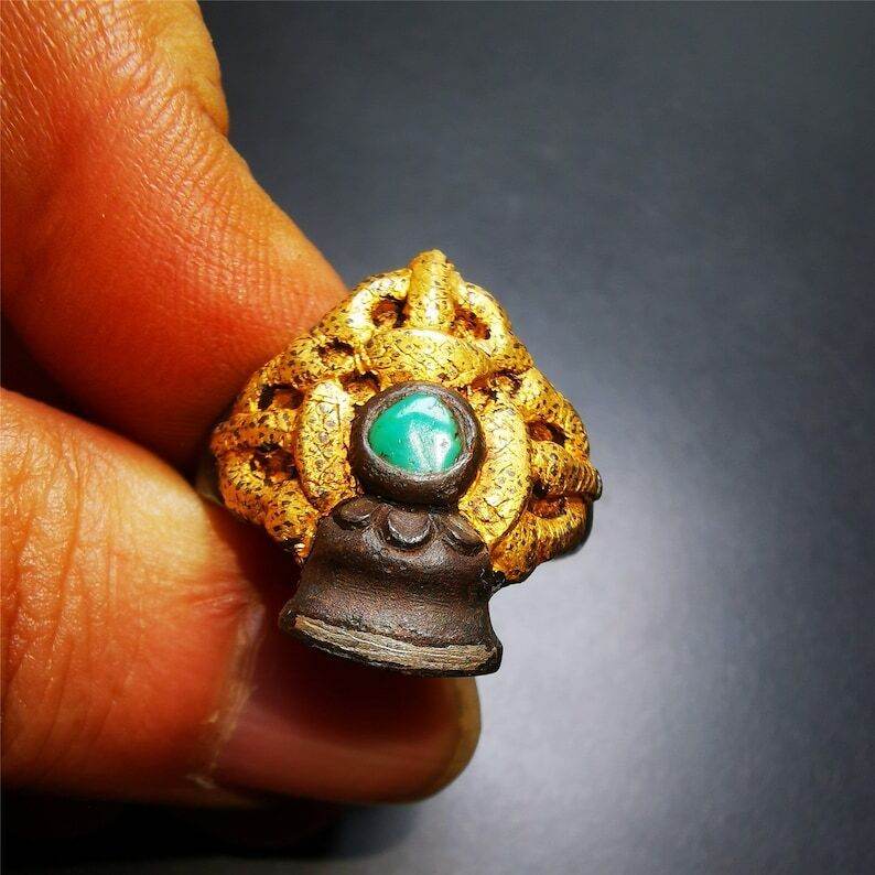 Tibetan Buddhist Vajra Bell Ring,Made of Pure Gold Filled and Silver Filled - Gandhanra-ART