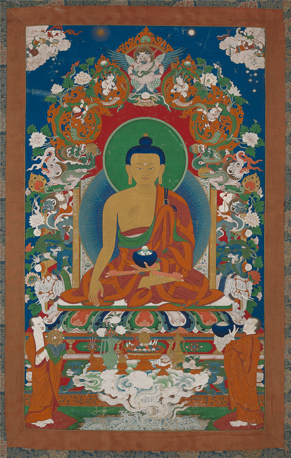 Gandhanra Tibetan Thangka Art - Shakyamuni - from Kathok Monastery - Giclee Print with Mineral Pigments