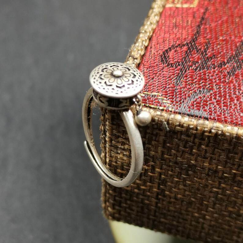 Silver Prayer Wheel Ring - Gandhanra-ART