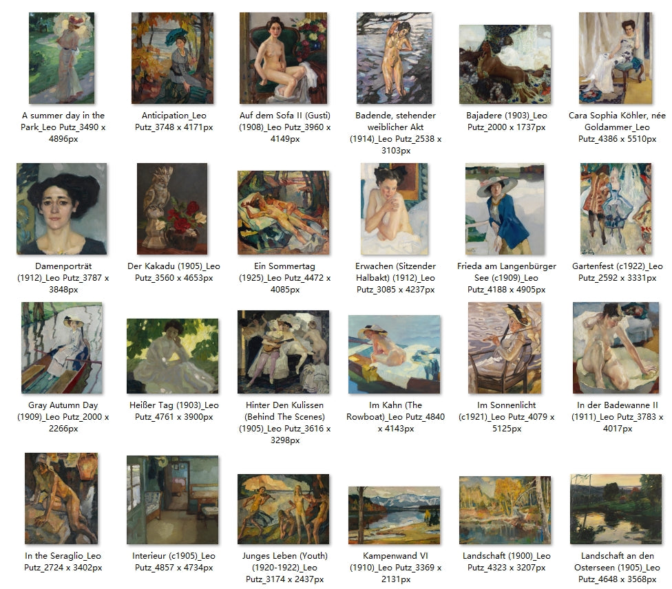 48 Gemälde von Leo Putz (deutsch, 1869–1940)