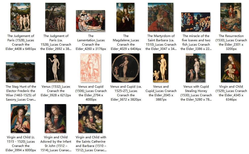 73 Painting Images by Lucas Cranach the Elder (German, 1472 - 1553) - Gandhanra-ART