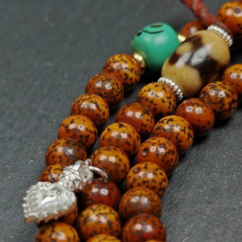 108 Lotus Seed Mala Necklace - Prayer Beads - Gandhanra-ART