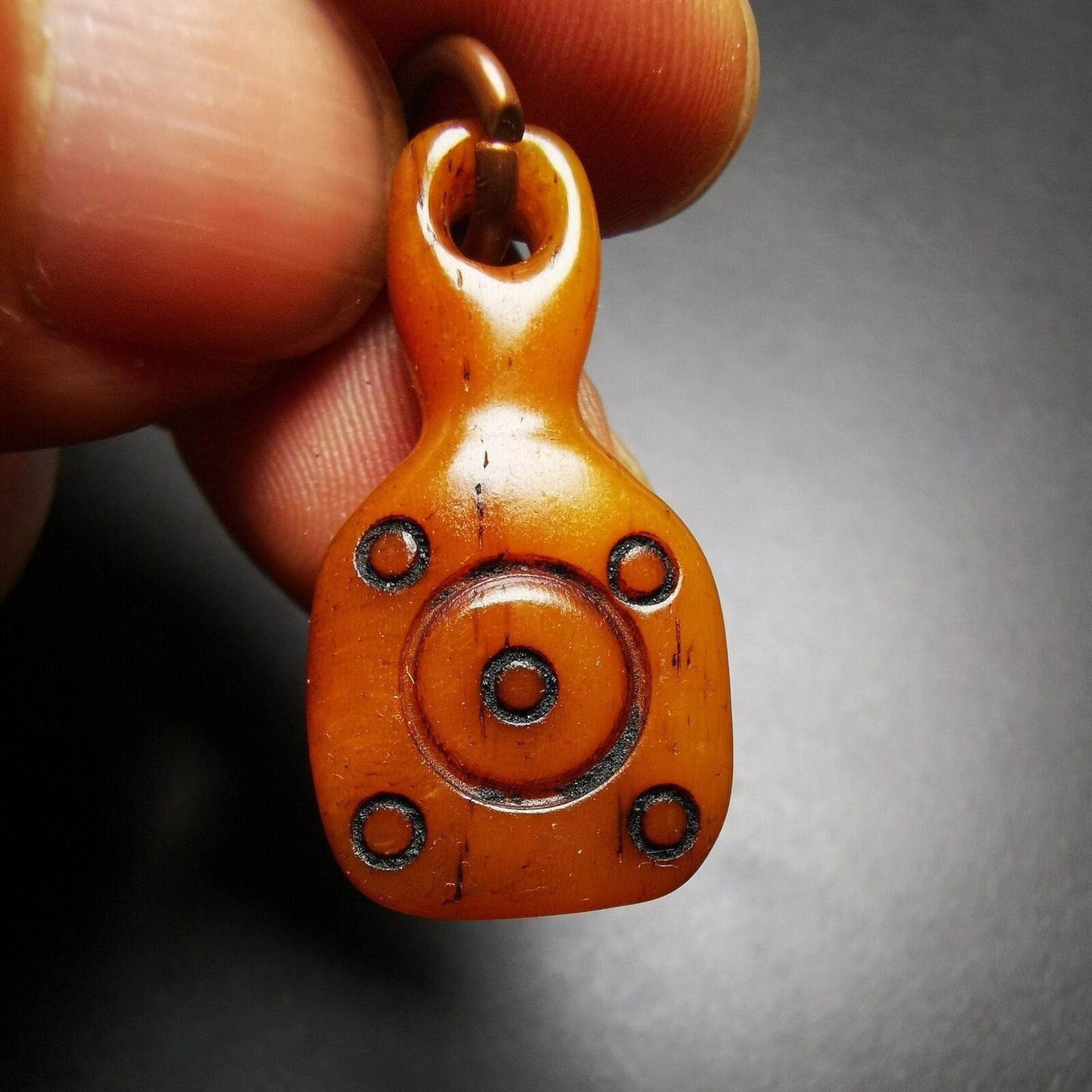 Yak Bone Amulet, Bell Shape Bead Counter Click Pendant - Gandhanra-ART