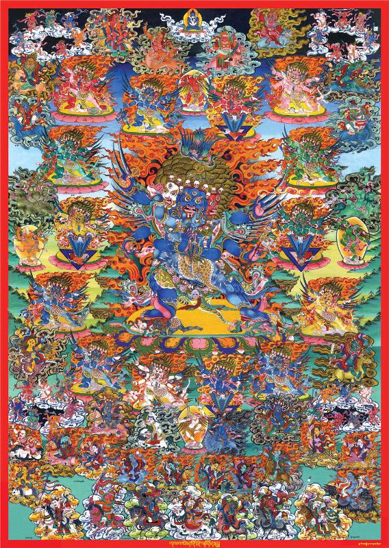 Gandhanra Tibetan Thangka Art - Vajrakilaya - Dorje Phurba - from Kathok Monastery - Giclee Print with Mineral Pigments