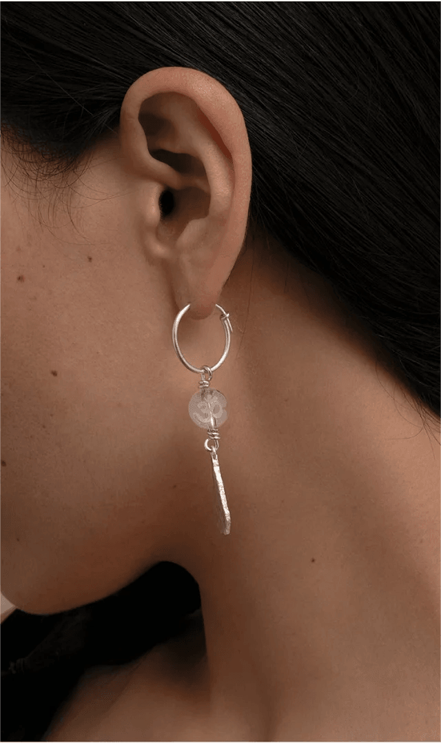 Om Symbol White Crystal Earring - Gandhanra-ART