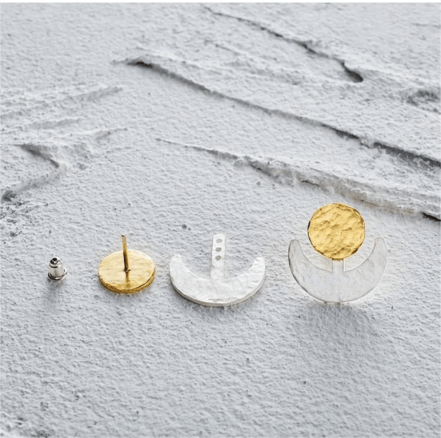 Sun and Moon Silver Earring - Gandhanra-ART