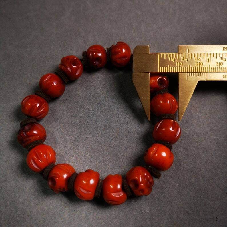 Wrist Mala Bracelet,10mm Skull - Gandhanra-ART