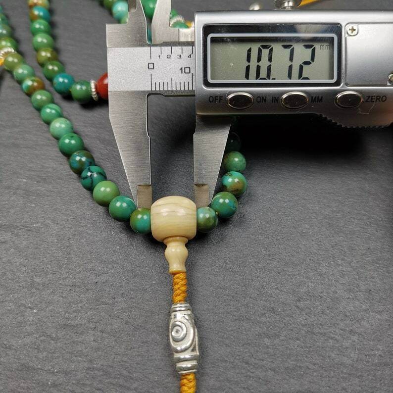 Old 108 Turquoise Beads Mala, Prayer Beads - Gandhanra-ART