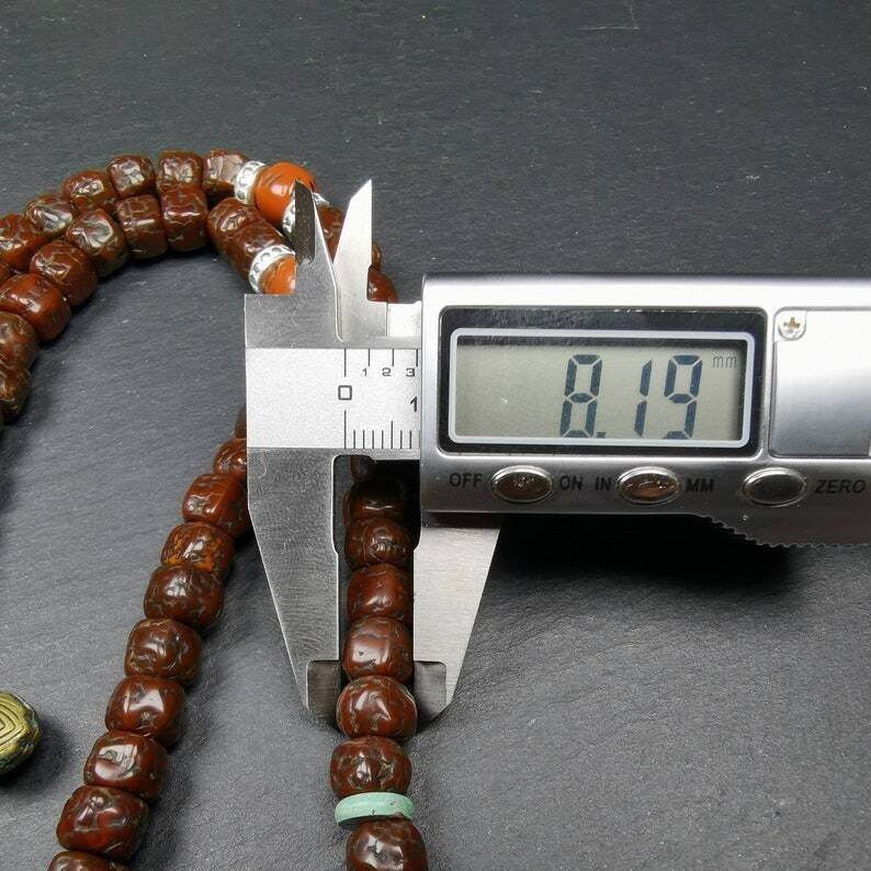 Old 8mm 108 Rudraksha Mala Necklace,Prayer Beads - Gandhanra-ART