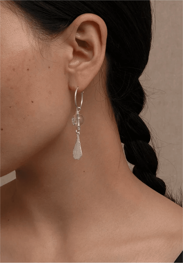 Om Symbol White Crystal Earring - Gandhanra-ART