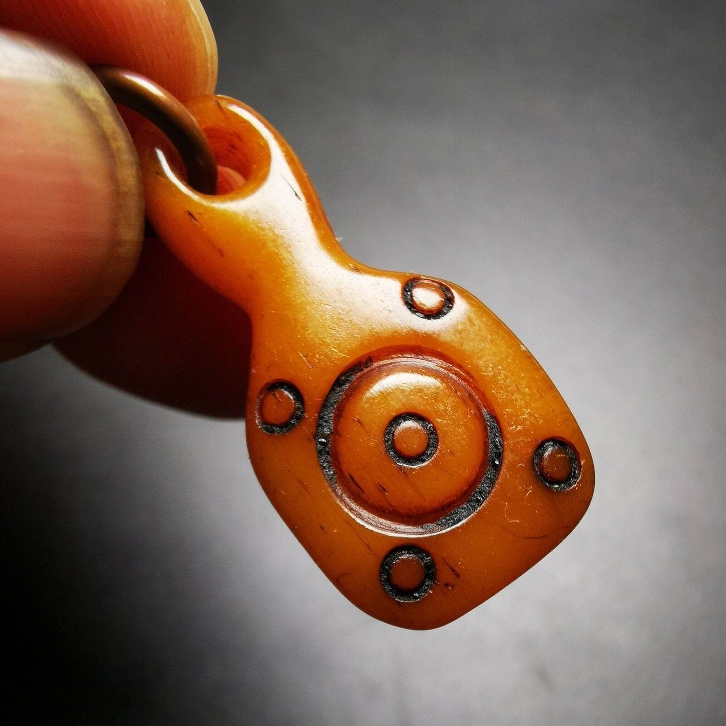 Yak Bone Amulet, Bell Shape Bead Counter Click Pendant - Gandhanra-ART