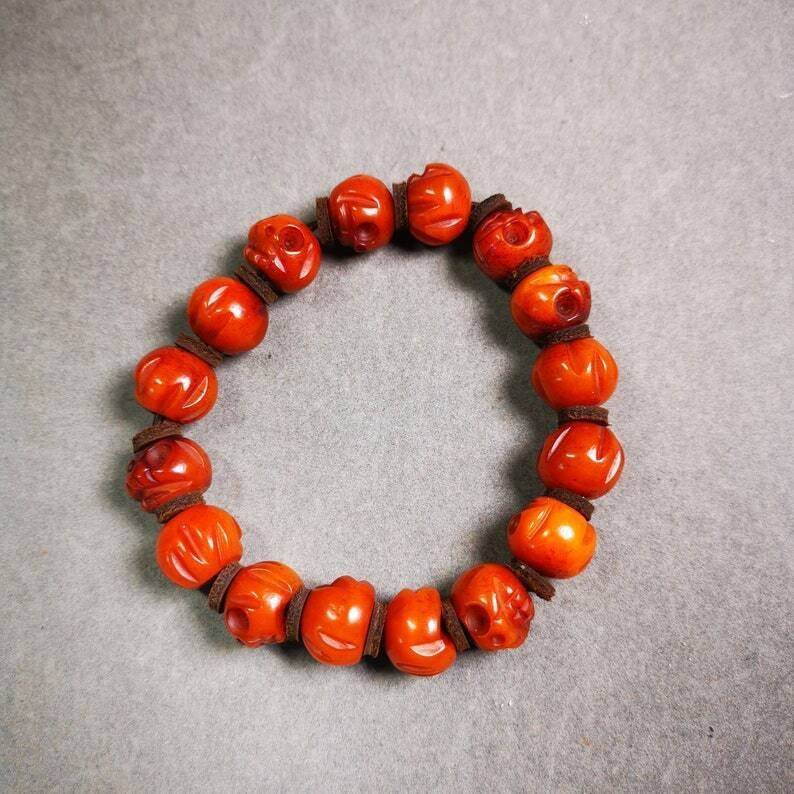Wrist Mala Bracelet,10mm Skull - Gandhanra-ART