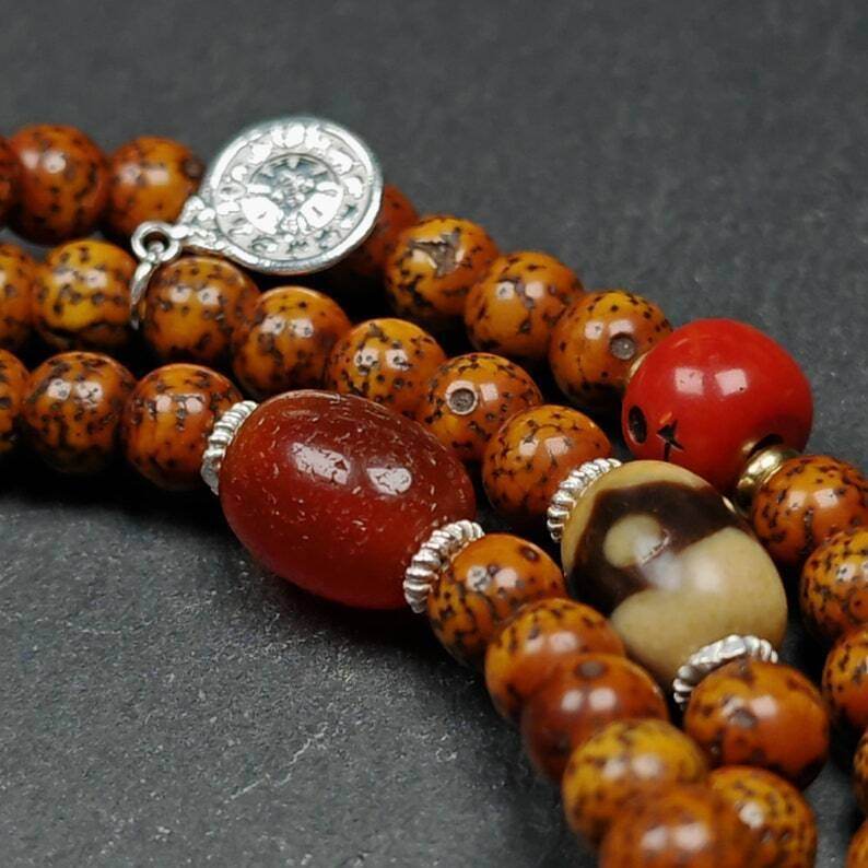 108 Lotus Seed Mala Necklace - Prayer Beads - Gandhanra-ART