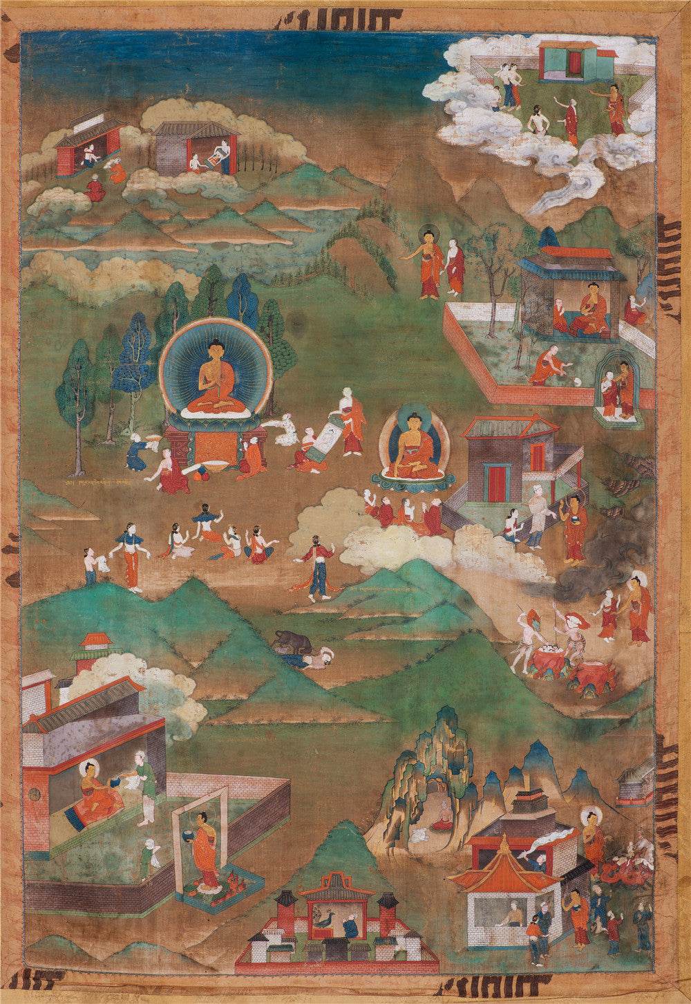 Biography of Shakyamuni Thangka - Gandhanra-ART