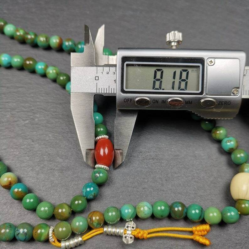 Old 108 Turquoise Beads Mala, Prayer Beads - Gandhanra-ART