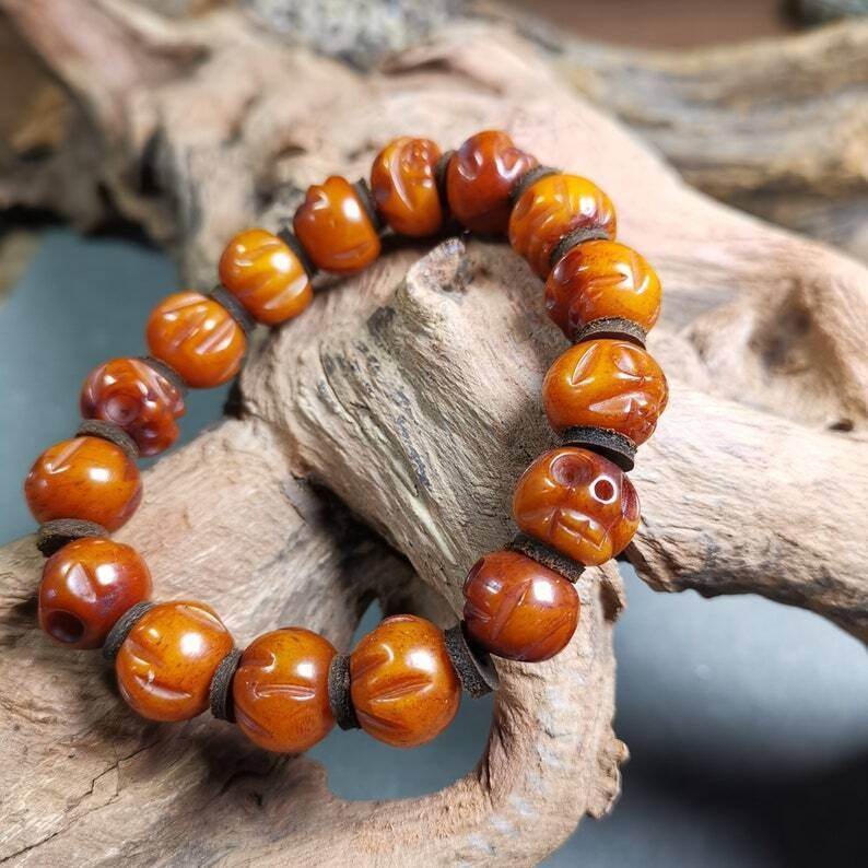 Wrist Mala Bracelet,10mm Skull - Gandhanra-ART