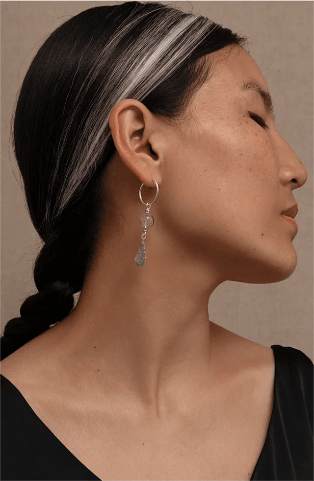 Om Symbol White Crystal Earring - Gandhanra-ART