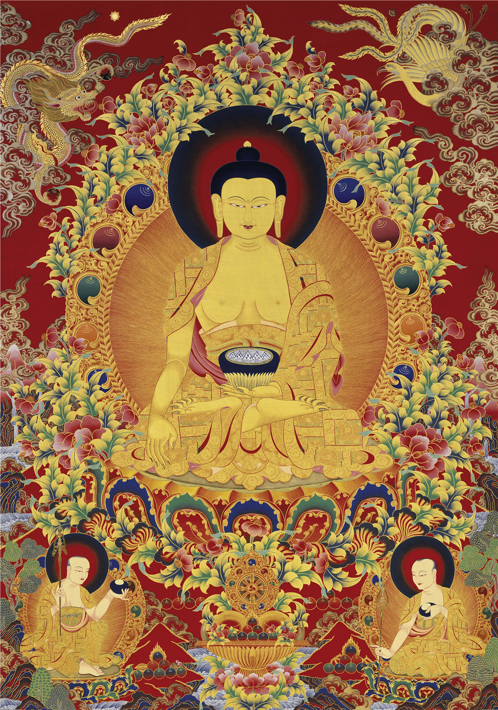Gandhanra Tibetan Thangka Art - Shakyamuni - from Kathok Monastery - Giclee Print with Mineral Pigments