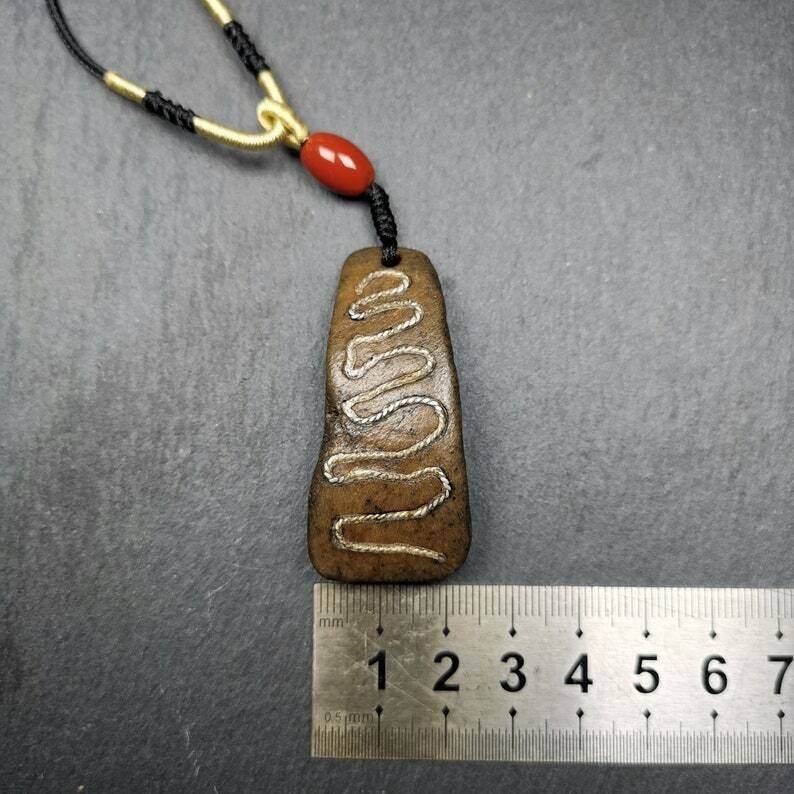 Kapala Amulet,Protective Pendant, Inlaid Silver Wire - Gandhanra-ART