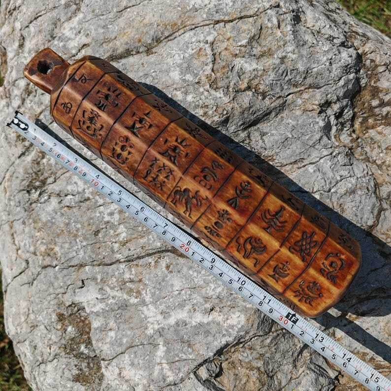 Zanpar Wooden Mold Stick - Tibetan Buddhist art, size reference