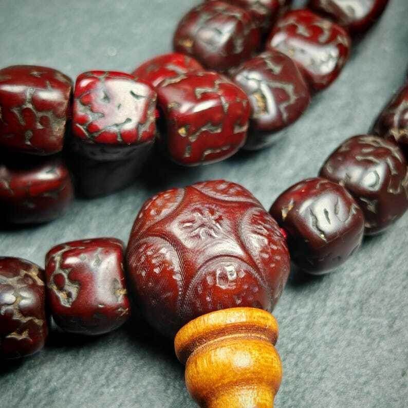Mala Necklace,Old 8mm 108 Rudraksha Prayer Beads - Gandhanra-ART