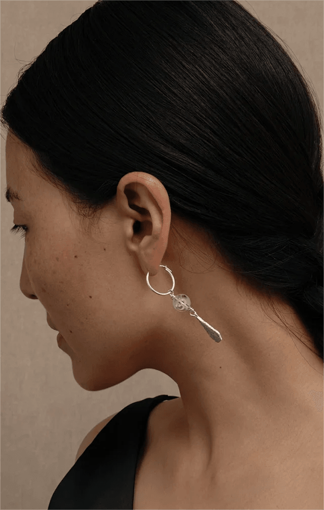 Om Symbol White Crystal Earring - Gandhanra-ART
