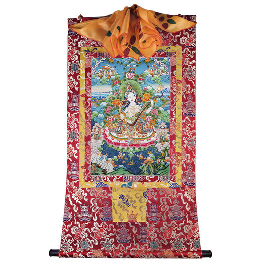 2786-唐卡-HBMT-094妙音佛母-240dpi - Tibetan thangka painting, detailed view