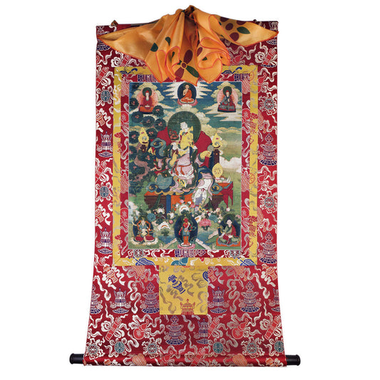 2769-唐卡-HBMT-073莲师-莲花王藏东宁玛派绢本53 - Tibetan thangka painting, detailed view