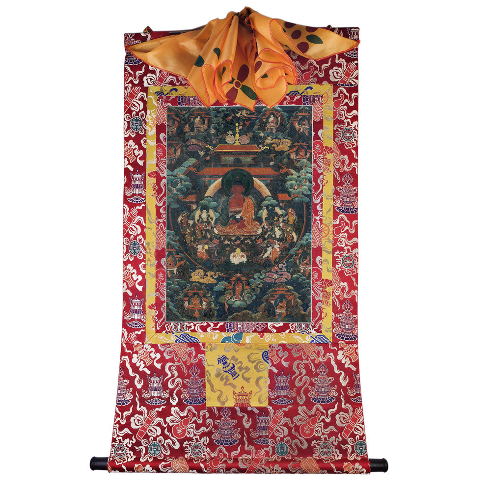 Gandhanra Tibetan Thangka Art - Amitayus - Amitabha - from Kathok Monastery - Giclee Print with Mineral Pigments