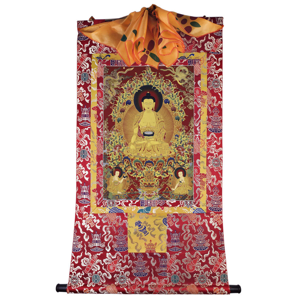 Gandhanra Tibetan Thangka Art - Shakyamuni - from Kathok Monastery - Giclee Print with Mineral Pigments