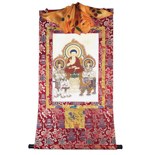 2739-唐卡-HBMT-043华严三圣 - Tibetan thangka painting, detailed view